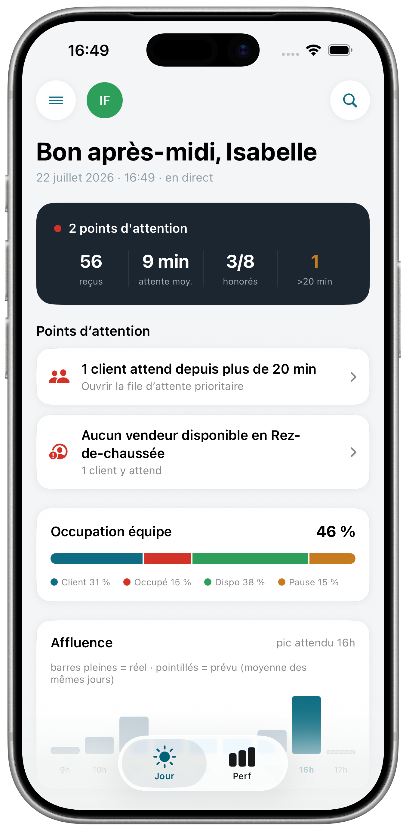 Écran Wave, cockpit du jour
