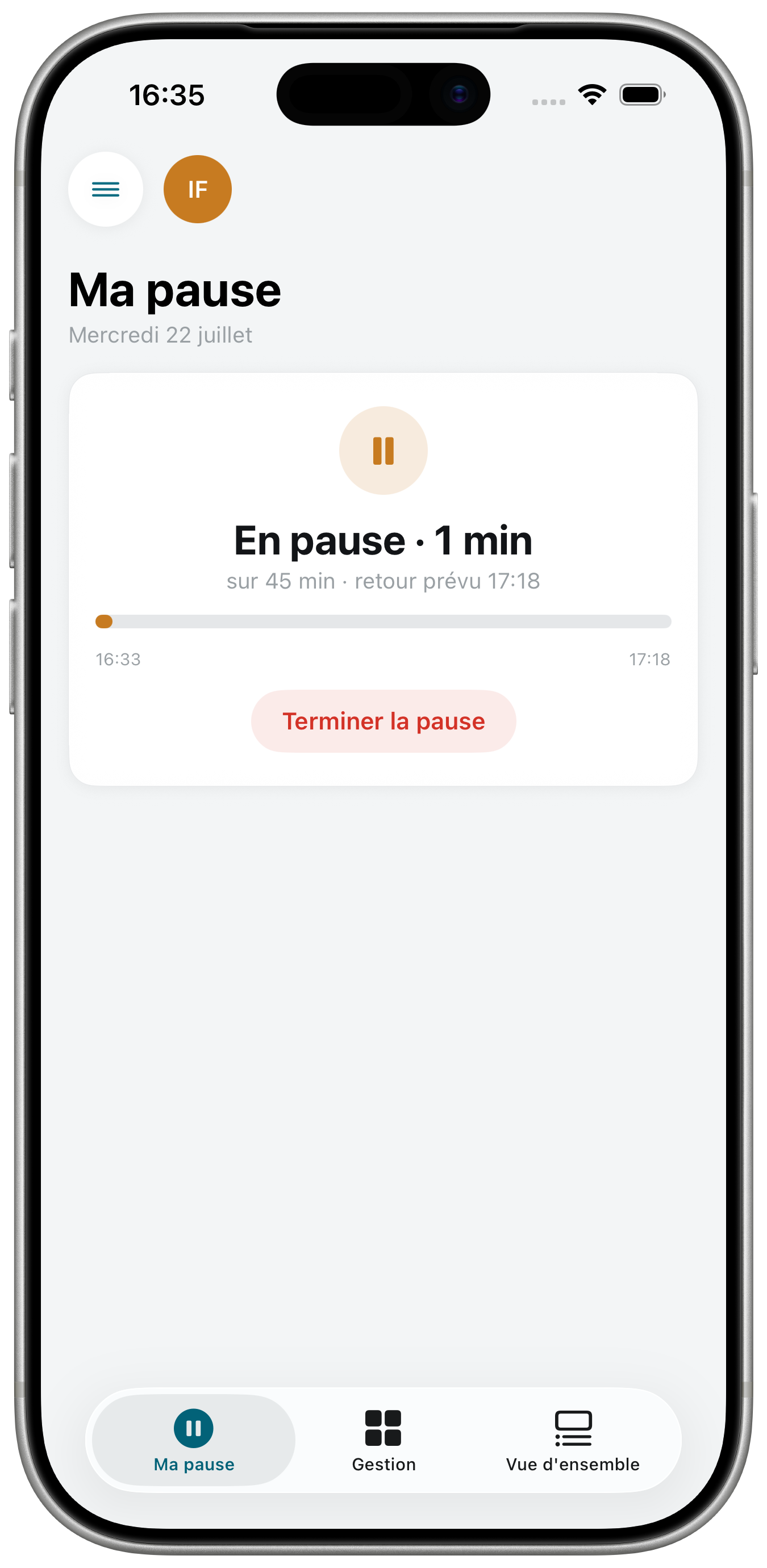Écran Wave, ma pause
